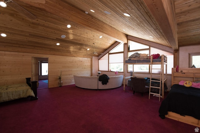 3090 N Rocky Rd E, Kamas, UT 84036 - carpeted bedroom with wooden ceiling and multiple windows