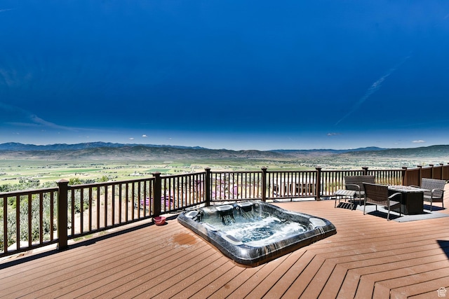 3090 N Rocky Rd E, Kamas, UT 84036 - wooden deck featuring a mountain view and hot tub deck surround
