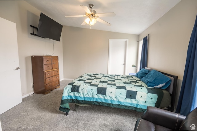303 W 2000 S, Vernal, UT 84078 - bedroom with vaulted ceiling, baseboards, a ceiling fan, and carpet floors