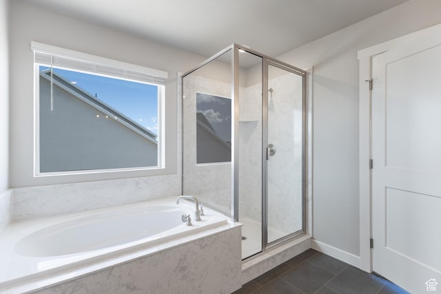 2552 W 2950 N Unit 119, Farr West, UT 84404 - bathroom featuring a garden tub, tile patterned flooring, and a stall shower