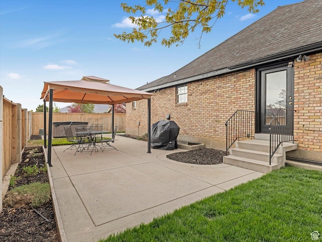3131 E Alta Hills Dr S, Cottonwood Heights, UT 84093 - view of patio / terrace featuring a fenced backyard, a gazebo, and a grill