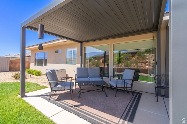 658 N Sage Crest Dr, Washington, UT 84780 - view of patio / terrace featuring an outdoor living space and fence