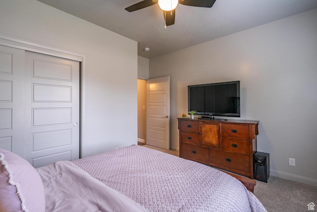 658 N Sage Crest Dr, Washington, UT 84780 - carpeted bedroom with a closet, ceiling fan, and baseboards