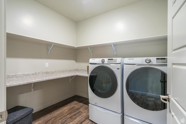 658 N Sage Crest Dr, Washington, UT 84780 - laundry room with dark wood-style floors, washer and dryer, and laundry area