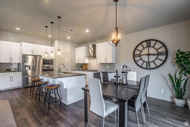 658 N Sage Crest Dr, Washington, UT 84780 - dining space with visible vents, recessed lighting, a chandelier, and dark wood finished floors