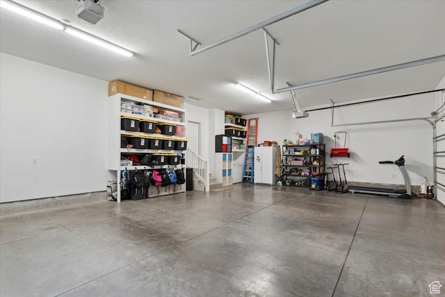 garage with a garage door opener