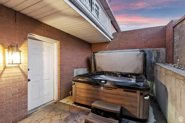 4972 S Boabab Crk, Holladay, UT 84117 - patio terrace at dusk featuring a hot tub