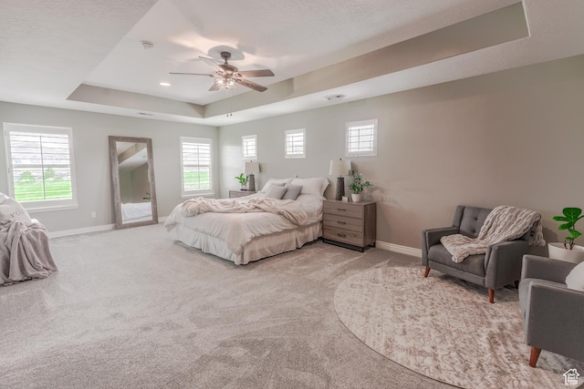 9061 N Clubhouse Ln, Eagle Mountain, UT 84005 - bedroom with recessed lighting, carpet flooring, ceiling fan, a tray ceiling, and baseboards
