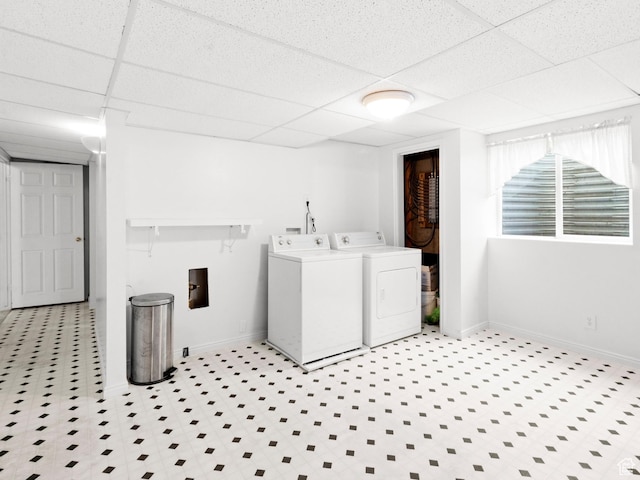 3677 N Willowbrook Ln, Eden, UT 84310 - laundry area featuring separate washer and dryer, tile patterned floors, and baseboards