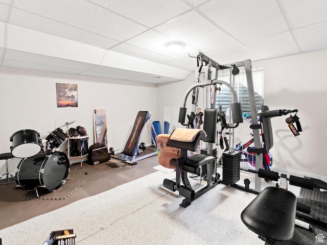 3677 N Willowbrook Ln, Eden, UT 84310 - workout area with a paneled ceiling