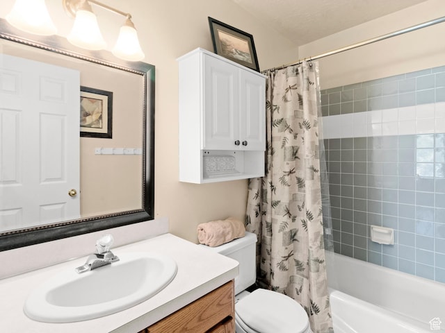 3677 N Willowbrook Ln, Eden, UT 84310 - bathroom with shower / bathtub combination with curtain, toilet, and vanity