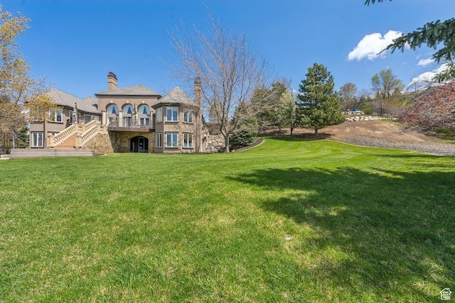 1714 Ridge Point Dr, Bountiful, UT 84010 - view of yard featuring stairs and a balcony