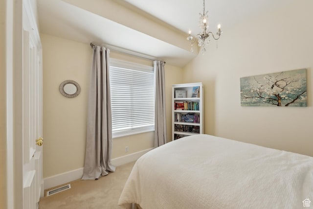 1714 Ridge Point Dr, Bountiful, UT 84010 - carpeted bedroom featuring a chandelier, visible vents, and baseboards