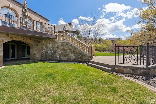 1714 Ridge Point Dr, Bountiful, UT 84010 - view of yard featuring stairs and a balcony