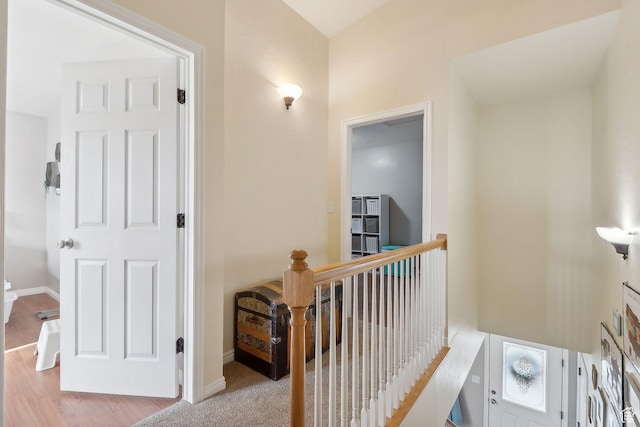 472 W 330 S, American Fork, UT 84003 - hallway with an upstairs landing, wood finished floors, and baseboards