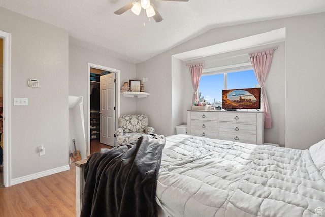 472 W 330 S, American Fork, UT 84003 - bedroom with light wood-style flooring, a closet, baseboards, a spacious closet, and lofted ceiling