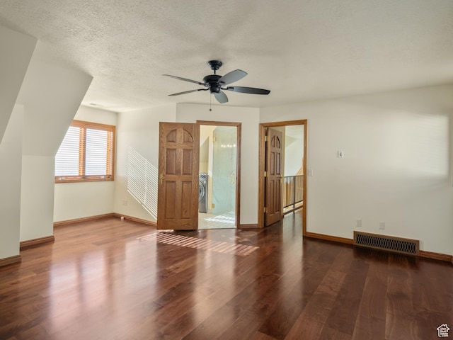 4120 S Beus Dr E, Ogden, UT 84403 - interior space featuring wood finished floors, washer / dryer, baseboards, visible vents, and a ceiling fan