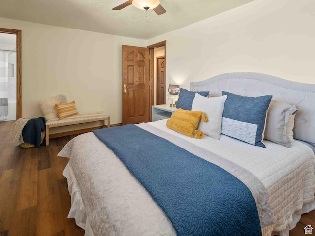 4120 S Beus Dr E, Ogden, UT 84403 - bedroom with ceiling fan and wood finished floors