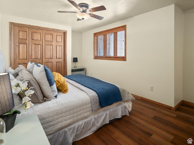 4120 S Beus Dr E, Ogden, UT 84403 - bedroom with baseboards, wood finished floors, ceiling fan, and a closet
