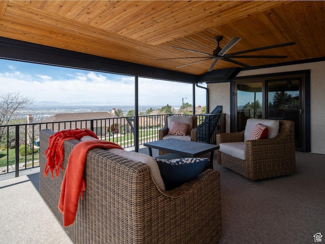 4120 S Beus Dr E, Ogden, UT 84403 - view of patio featuring ceiling fan, a water view, and a balcony