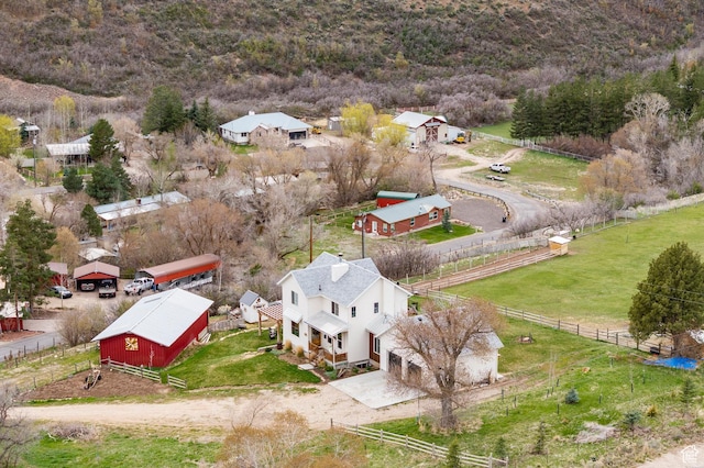 drone / aerial view with a rural view