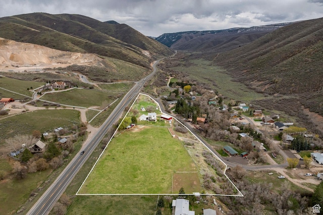 aerial view featuring a mountain view