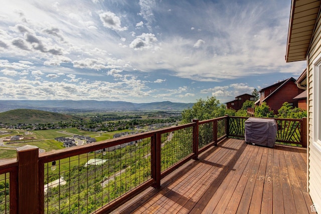 391 Bern Dr, Midway, UT 84049 - wooden deck with area for grilling and a mountain view