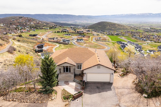 aerial view featuring a mountain view