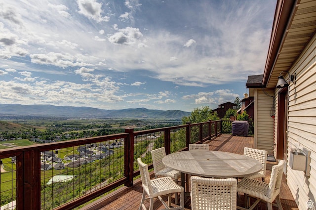 391 Bern Dr, Midway, UT 84049 - wooden terrace with a mountain view and outdoor dining area