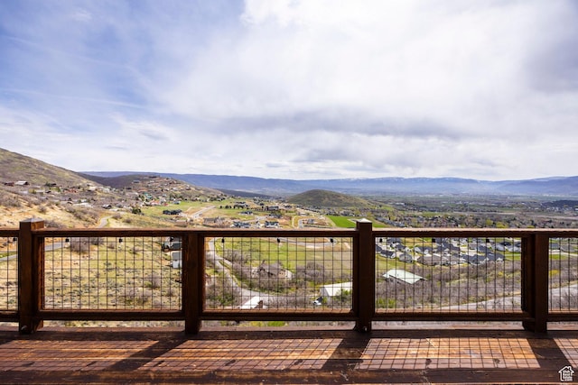 deck with a mountain view