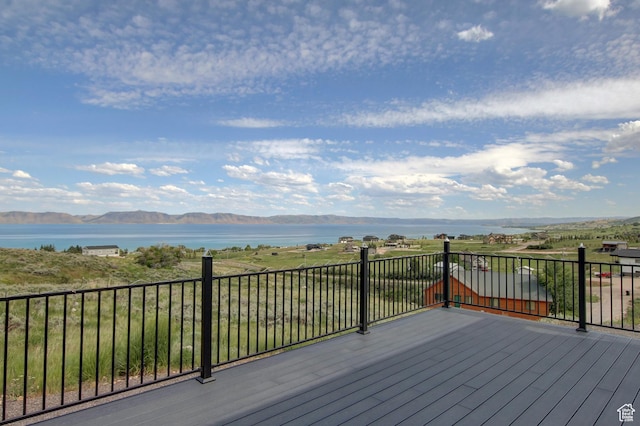 728 Loveland Ln, Fish Haven, ID 83287 - wooden deck with a water and mountain view