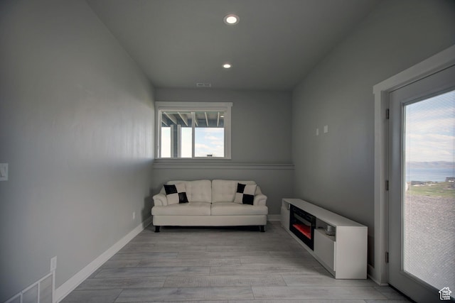 728 Loveland Ln, Fish Haven, ID 83287 - sitting room featuring recessed lighting, visible vents, light wood-style flooring, and baseboards