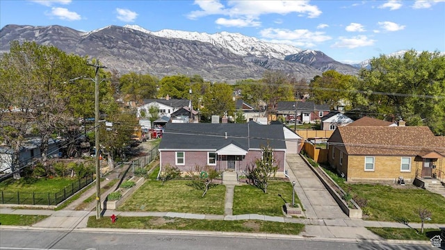 exterior space featuring a mountain view