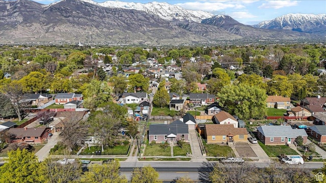 aerial view with a residential view and a mountain view