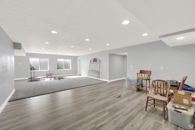 302 Old Farm Rd, Erda, UT 84074 - living area with light wood finished floors, recessed lighting, and baseboards
