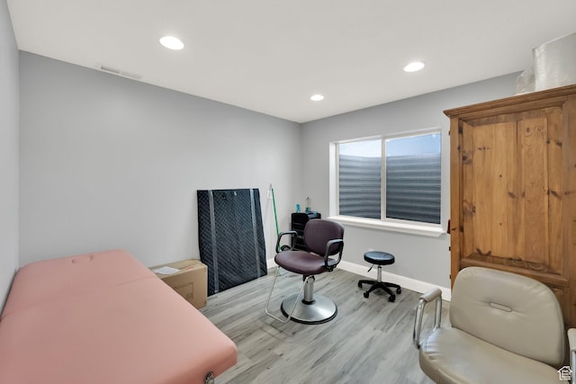 302 Old Farm Rd, Erda, UT 84074 - home office featuring baseboards, recessed lighting, wood finished floors, and visible vents