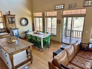 620 W Cisco Run Run, Garden City, UT 84028 - living room featuring a high ceiling and wood finished floors