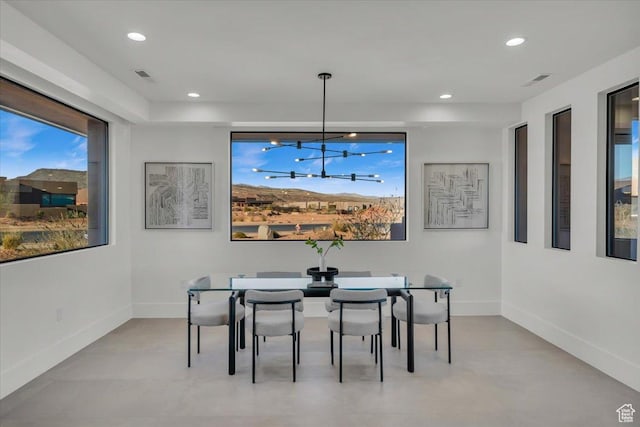 533 S Kwavasa Dr, Ivins, UT 84738 - dining room featuring visible vents, recessed lighting, a notable chandelier, and baseboards