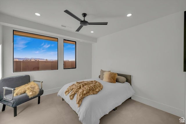 533 S Kwavasa Dr, Ivins, UT 84738 - bedroom featuring baseboards, visible vents, a ceiling fan, and recessed lighting