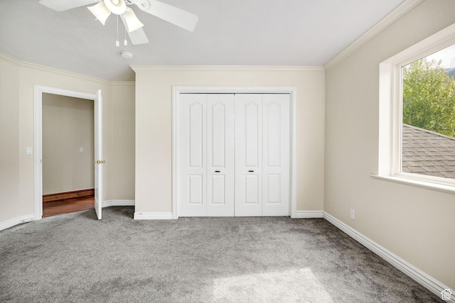 1910 E Canyon Ridge Dr, North Logan, UT 84341 - unfurnished bedroom with carpet, crown molding, baseboards, and a closet
