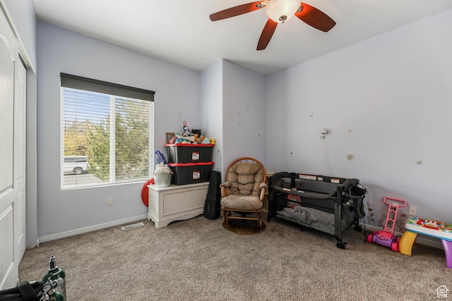 5454 N Windsor Way E, Stansbury Park, UT 84074 - rec room with carpet flooring and ceiling fan