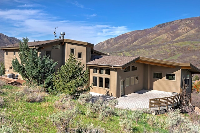 152 N Silver Oak Rd, Salt Lake City, UT 84108 - rear view of property featuring central air condition unit and a deck with mountain view