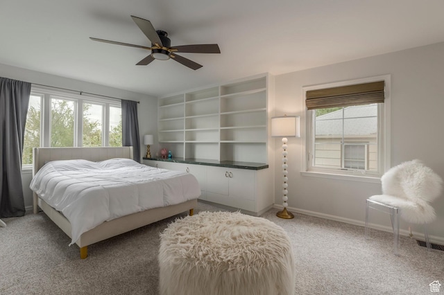 1280 E 3rd Ave N, Salt Lake City, UT 84103 - bedroom featuring baseboards, visible vents, light carpet, and ceiling fan