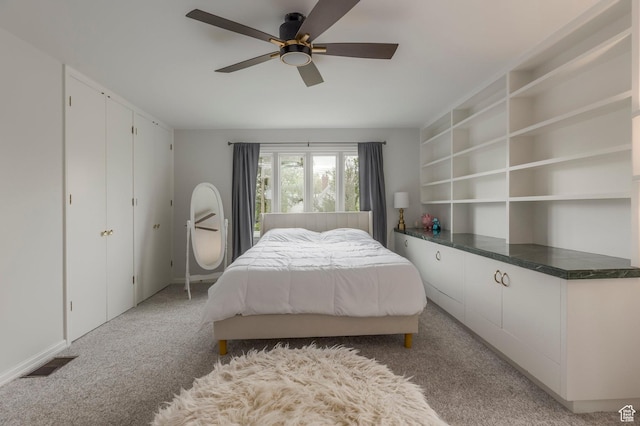 1280 E 3rd Ave N, Salt Lake City, UT 84103 - bedroom featuring visible vents, ceiling fan, and light carpet