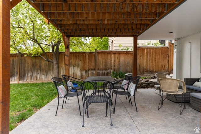 1280 E 3rd Ave N, Salt Lake City, UT 84103 - view of patio with outdoor dining space and a fenced backyard