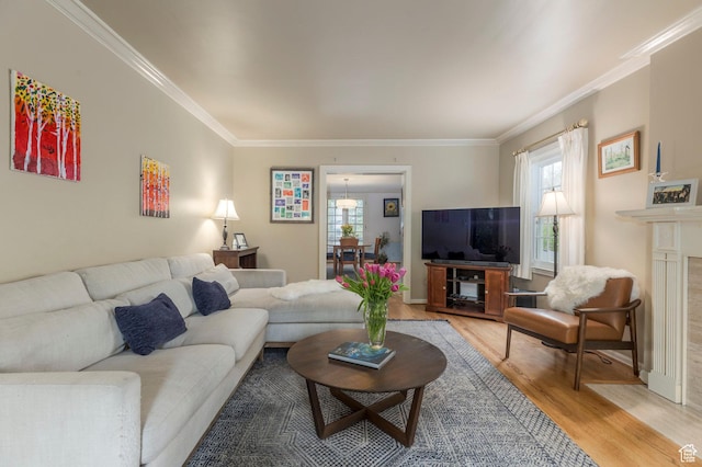 1280 E 3rd Ave N, Salt Lake City, UT 84103 - living room with light wood-style floors, plenty of natural light, and ornamental molding