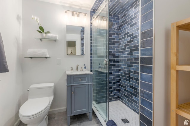 1280 E 3rd Ave N, Salt Lake City, UT 84103 - full bathroom featuring tile patterned floors, a shower stall, toilet, vanity, and baseboards