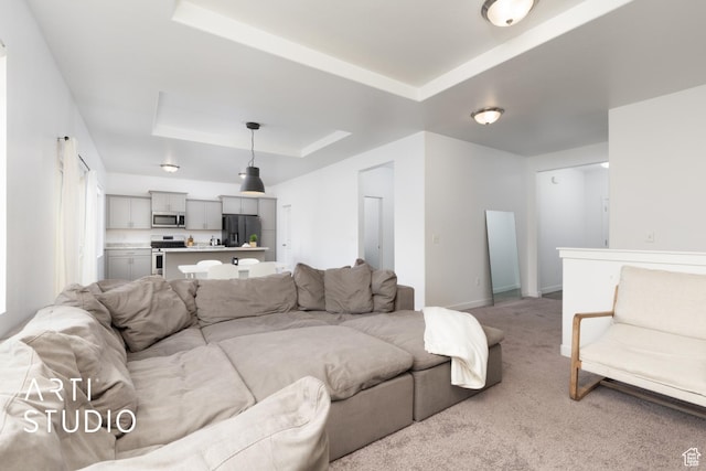 661 W 1820 S, Provo, UT 84601 - carpeted living area featuring a raised ceiling and baseboards