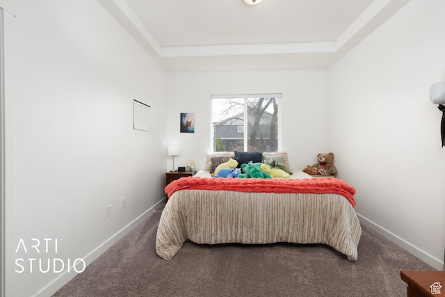 661 W 1820 S, Provo, UT 84601 - bedroom featuring a raised ceiling, dark colored carpet, and baseboards