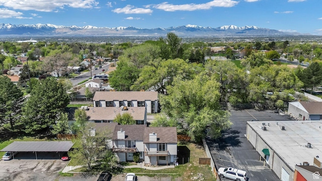 drone / aerial view with a mountain view